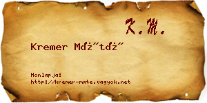 Kremer Máté névjegykártya